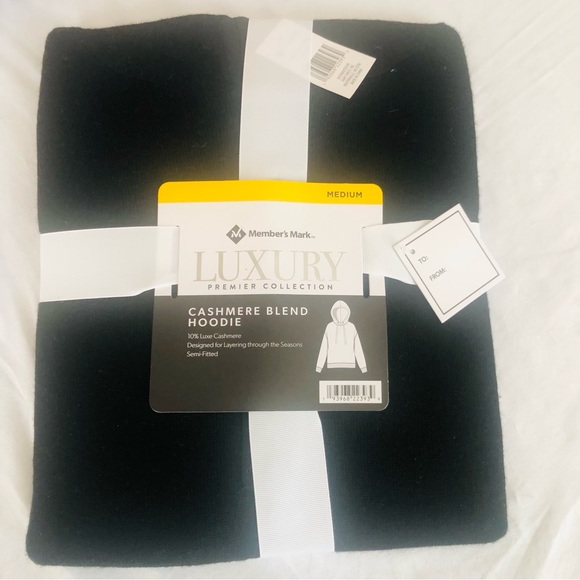 NWT New Member’s Mark Cashmere Blend Hoodie, color Black - Picture 5 of 6